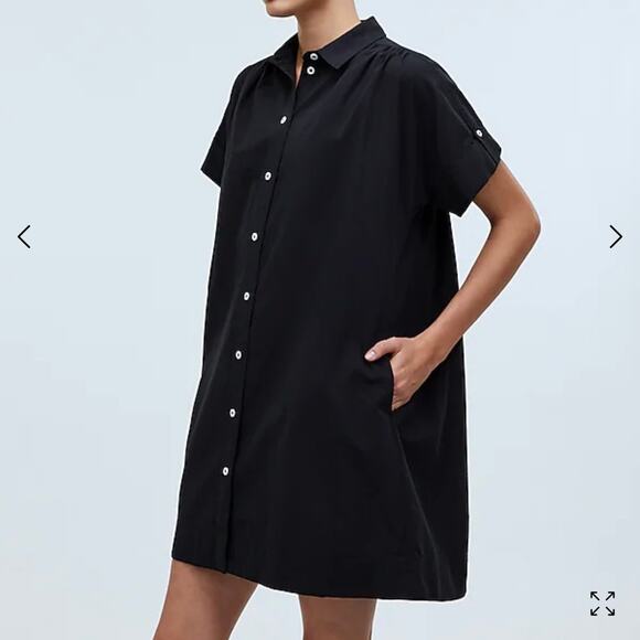 Madewell Collared Button Front Mini Shirtdress Womens XXS True Black - Picture 1 of 13